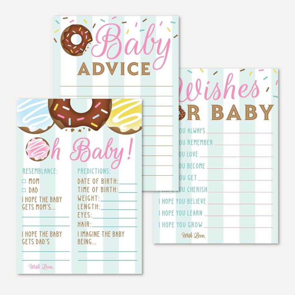 Donut Diner Baby Shower Prediction Advice Wishes Bundle Printable Template