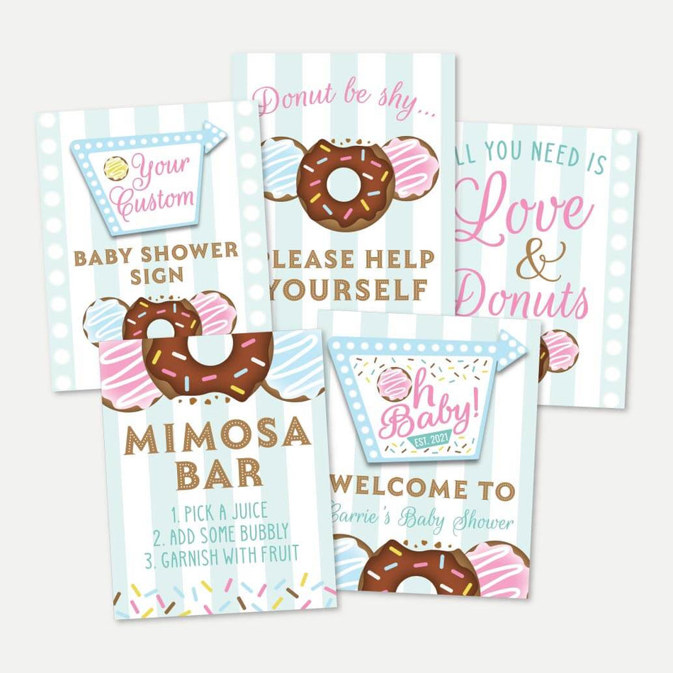 Donut Diner Baby Shower Sign Bundle Printable Template