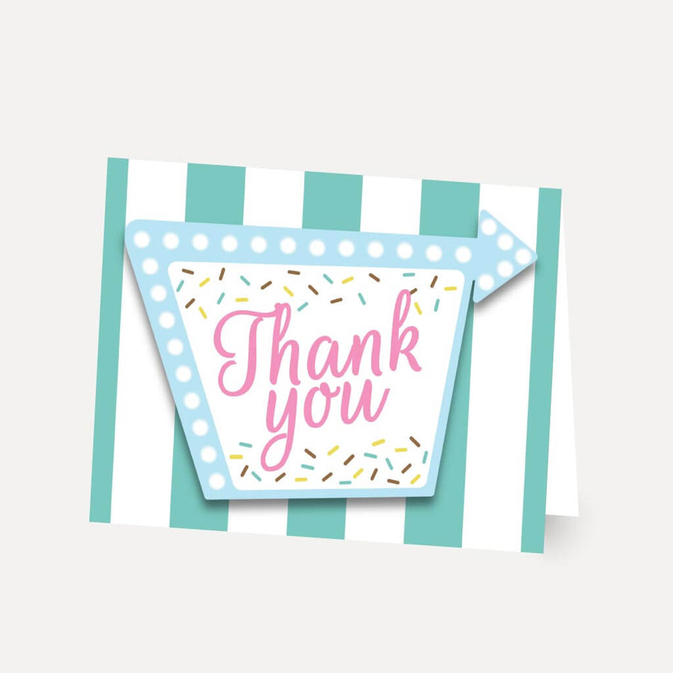Donut Diner Baby Shower Thank You Card Printable Template