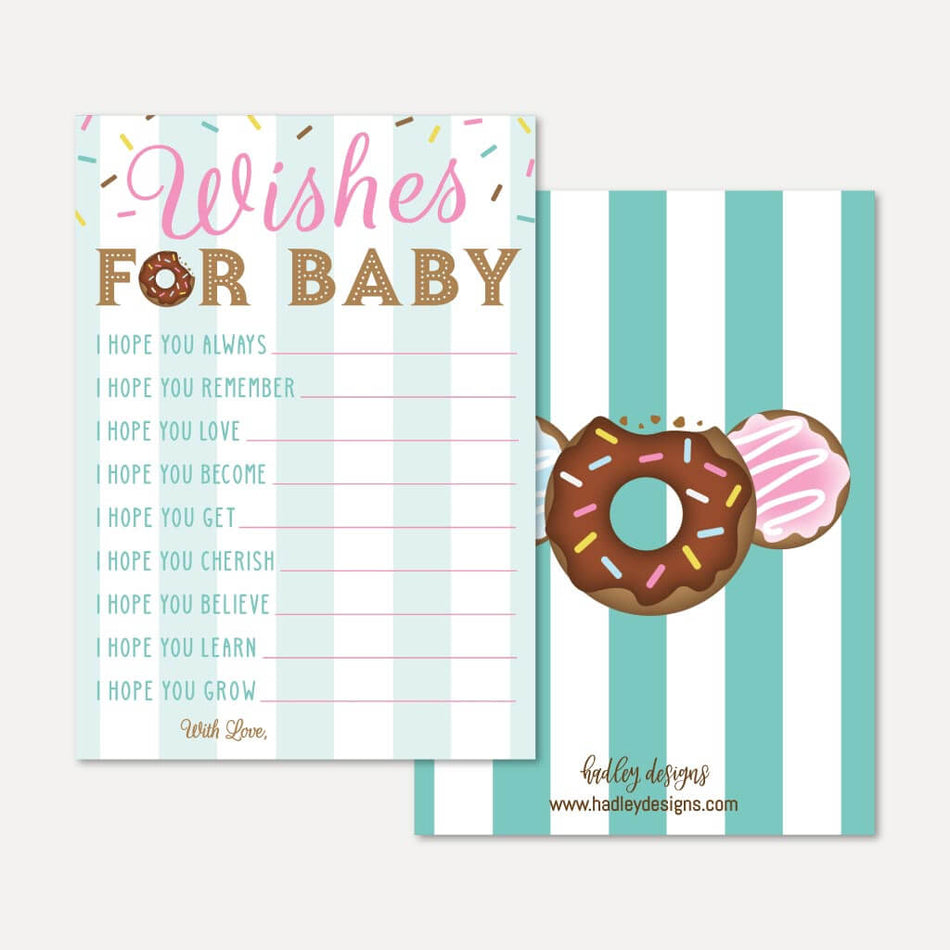 Donut Diner Baby Shower Wishes Card Printable Template