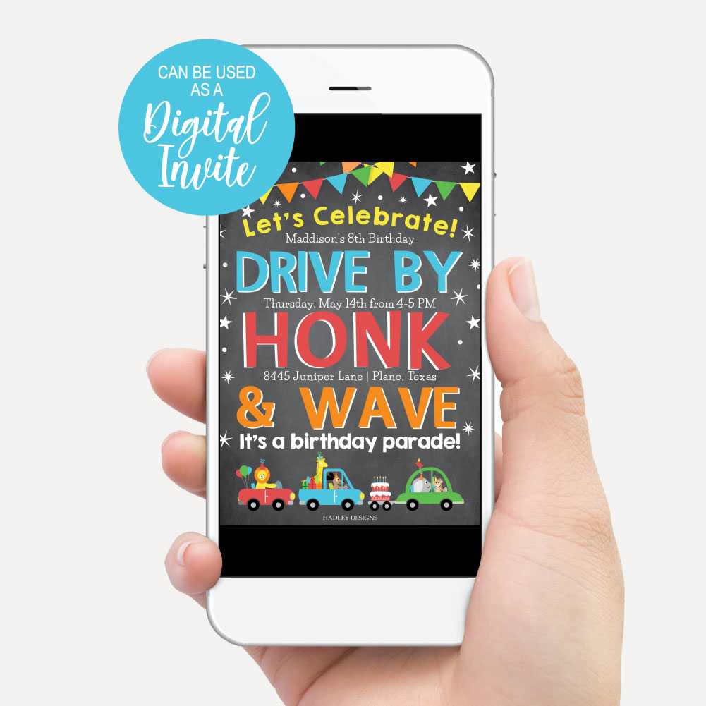 Chalk Drive Comp Printable Colorful Chalk Drive By Parade Kids Party Invitation Template ...
