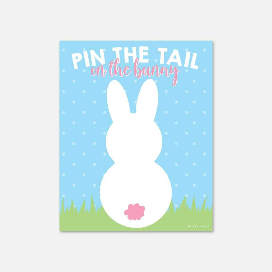 Printable Easter Party Pin The Tail on The Bunny Game Template | Hadley Designs - Printables for Free Printable Pin The Tail Games