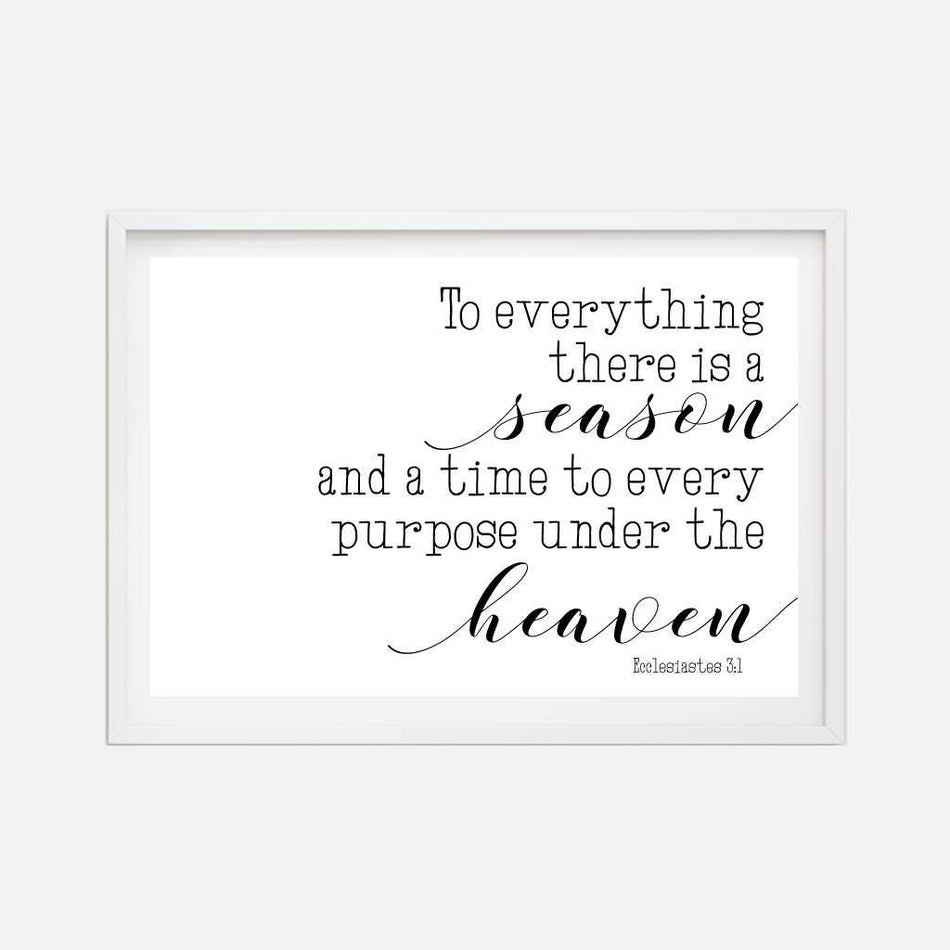 Ecclesiastes 3:1 Wall Art Christian Home Decor Sign Printable Template