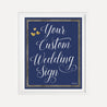 Elegant Navy Gold Border Wedding Custom Sign Printable Template