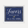 Elegant Navy Gold Border Wedding Favors Sign Printable Template