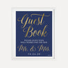 Elegant Navy Gold Border Wedding Guestbook Sign Printable Template