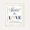 Elegant Navy Gold Border Wedding Hashtag Sign Printable Template