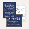 Elegant Navy Gold Border Wedding Sign Set Printable Template