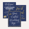 Elegant Navy Gold Border Wedding Sign Set Printable Template