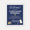 Elegant Navy Gold Border Wedding Unplugged Ceremony Sign Printable Template