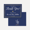 Elegant Navy Gold Border Wedding Thank You Card Printable Template