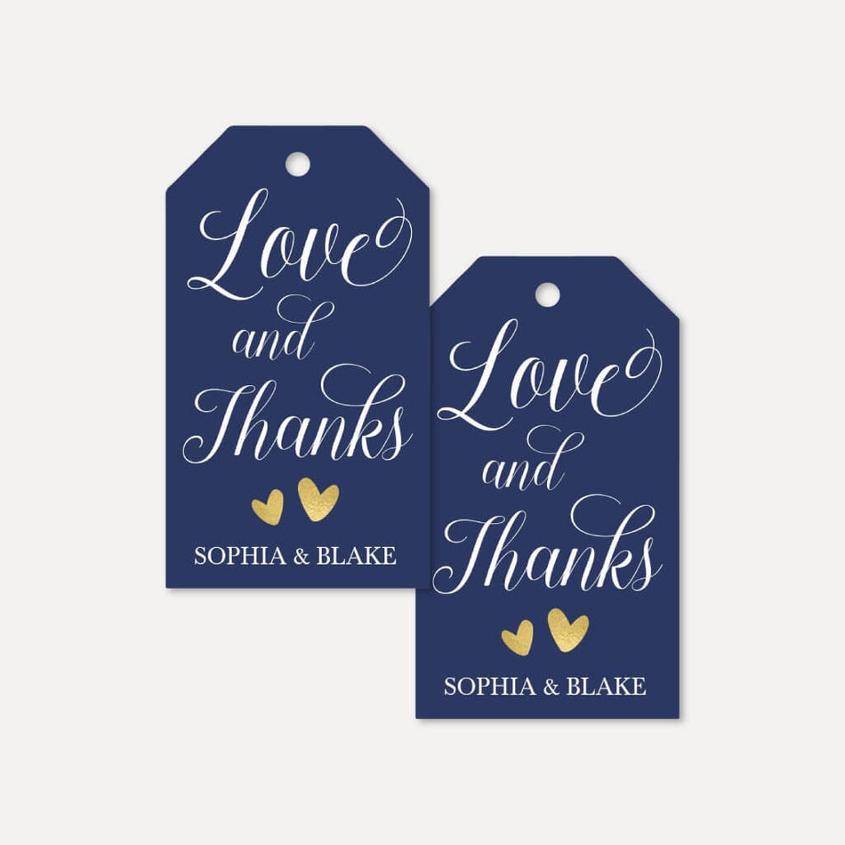 Printable Elegant Navy Gold Border Wedding Thank You Favor Tags ...