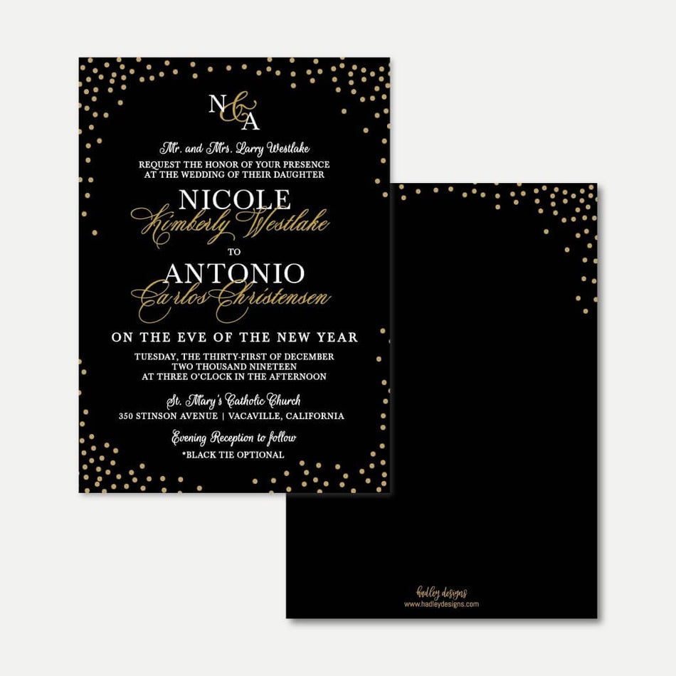 Elegant New Years Eve Wedding Invitation Printable Template