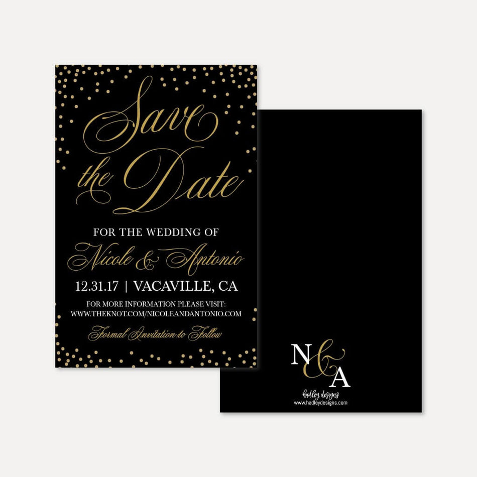 Elegant New Years Eve Wedding Save The Date Printable Template