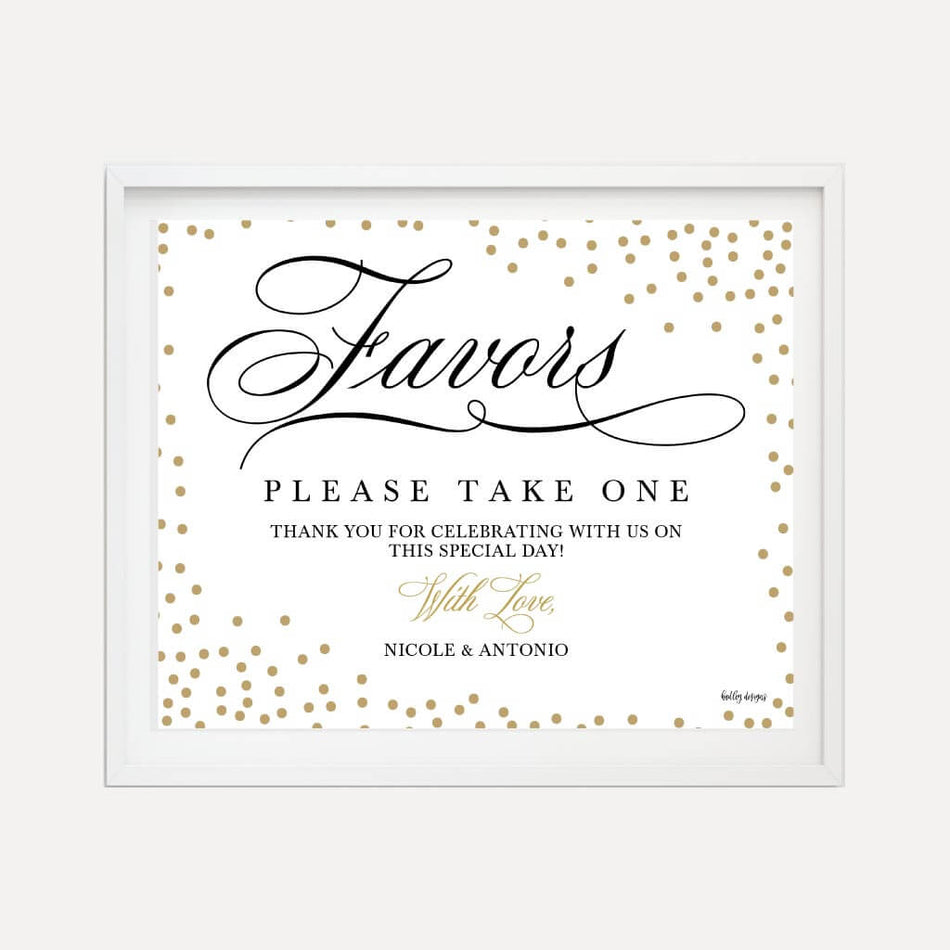Elegant New Years Eve Wedding Favors Sign Printable Template