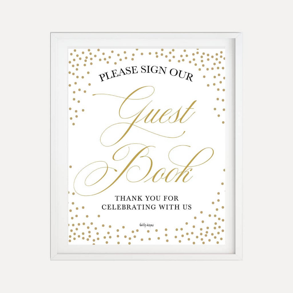 Elegant New Years Eve Wedding Guestbook Sign Printable Template