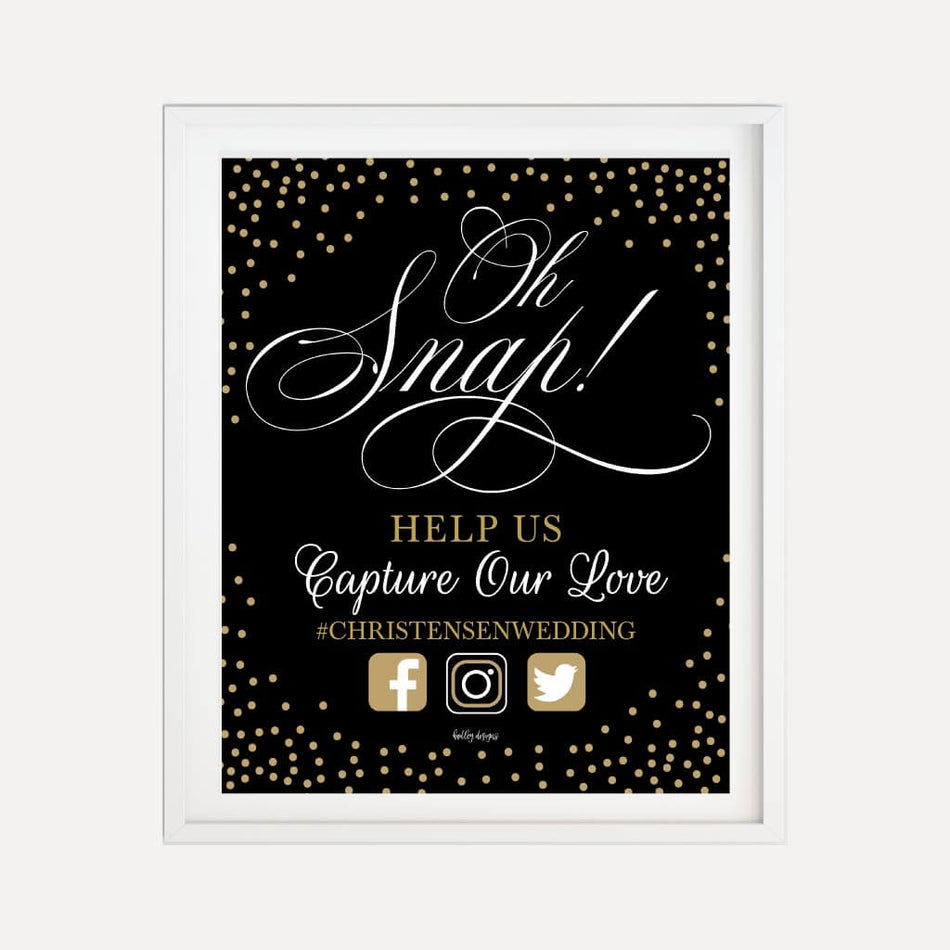 Elegant New Years Eve Wedding Hashtag Sign Printable Template