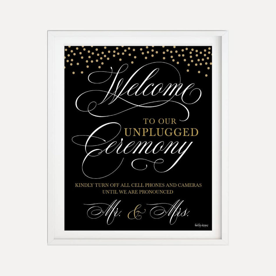 Elegant New Years Eve Wedding Unplugged Ceremony Sign Printable Template