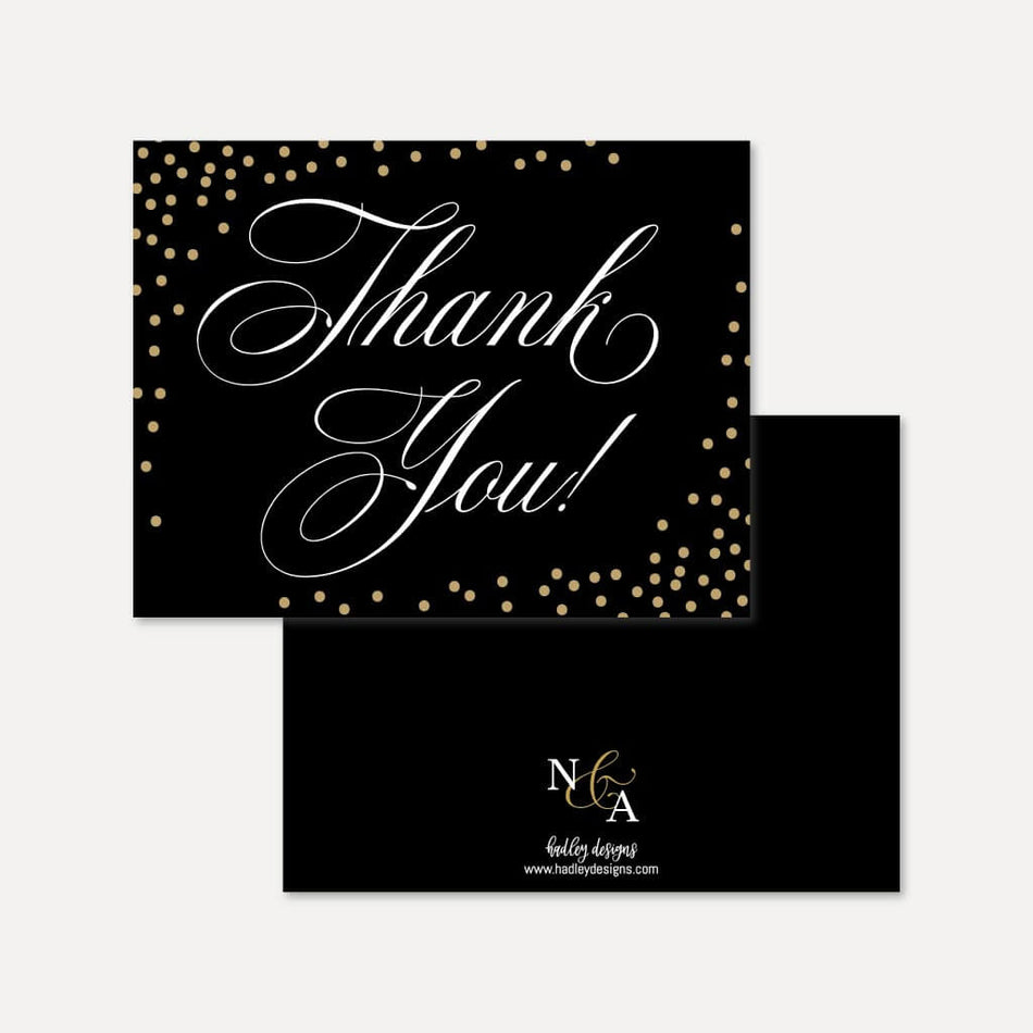 Elegant New Years Eve Wedding Thank You Card Printable Template