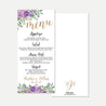Elegant Purple Floral Wedding Menu Printable Template