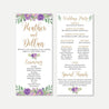 Elegant Purple Floral Wedding Program Printable Template