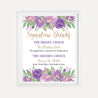 Elegant Purple Floral Wedding Bar Drinks Sign Printable Template