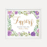 Elegant Purple Floral Wedding Favors Sign Printable Template