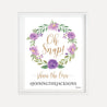 Elegant Purple Floral Wedding Hashtag Sign Printable Template