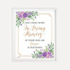 Elegant Purple Floral Wedding Loving Memory Sign Printable Template