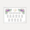 Elegant Purple Floral Wedding Seating Chart Sign Printable Template