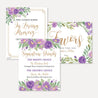 Elegant Purple Floral Wedding Sign Set Printable Template