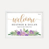 Elegant Purple Floral Wedding Welcome Sign Printable Template