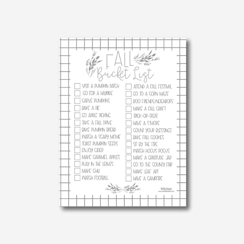 Fall Bucket List Printable Template