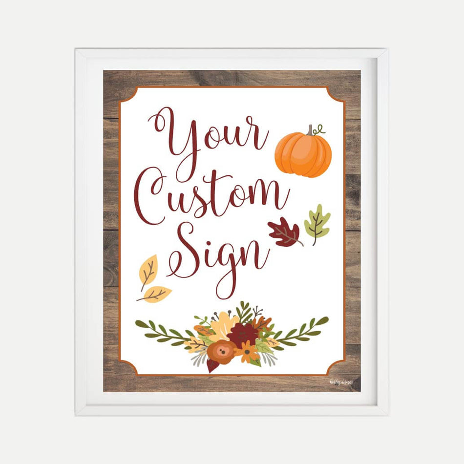 Fall Rustic Baby Shower Custom Sign Printable Template