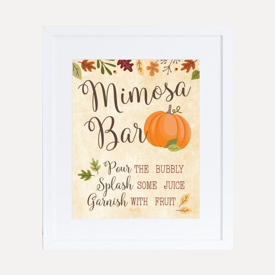 Fall Rustic Baby Shower Mimosa Sign Printable Template
