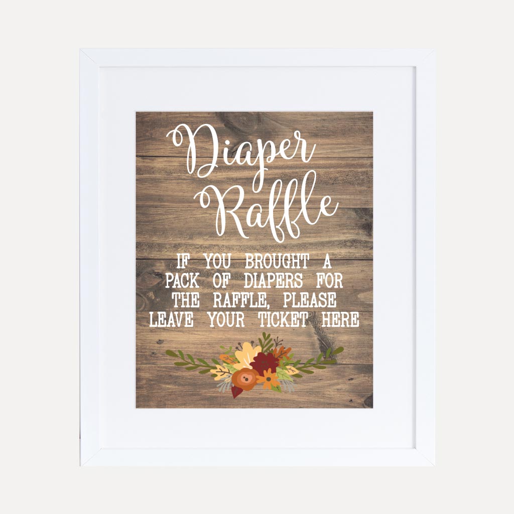 Printable Fall Rustic Baby Shower Diaper Raffle Sign Template | Hadley ...