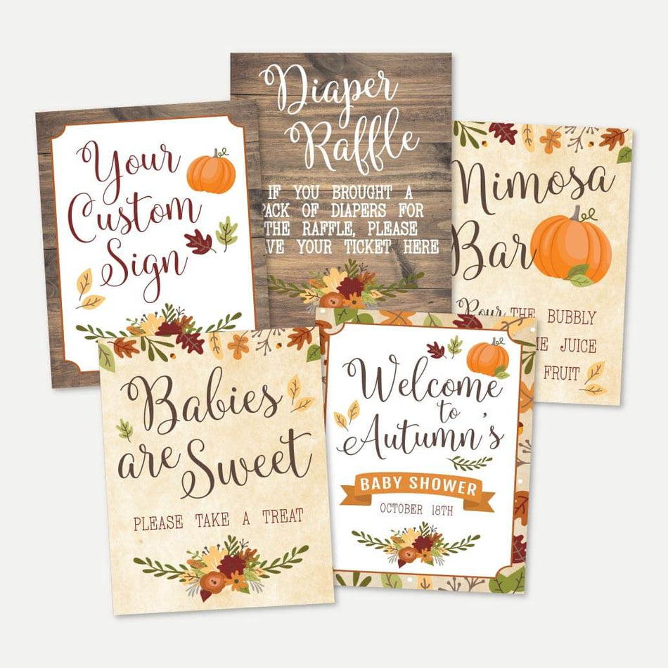 Fall Rustic Baby Shower Sign Bundle Printable Template