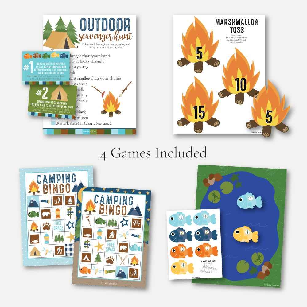 Printable Camping Party Game Package Templates | Hadley Designs