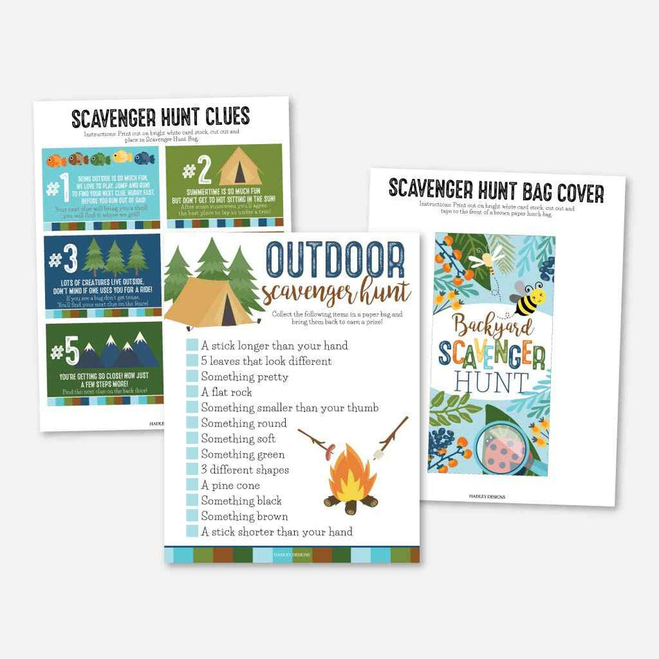 Outdoor Scavenger Hunt Nature Kids Activity Outside Template