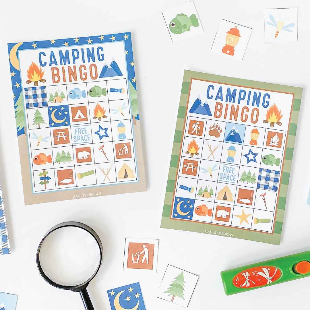 Printable Camping Party Bingo Game Template | Hadley Designs