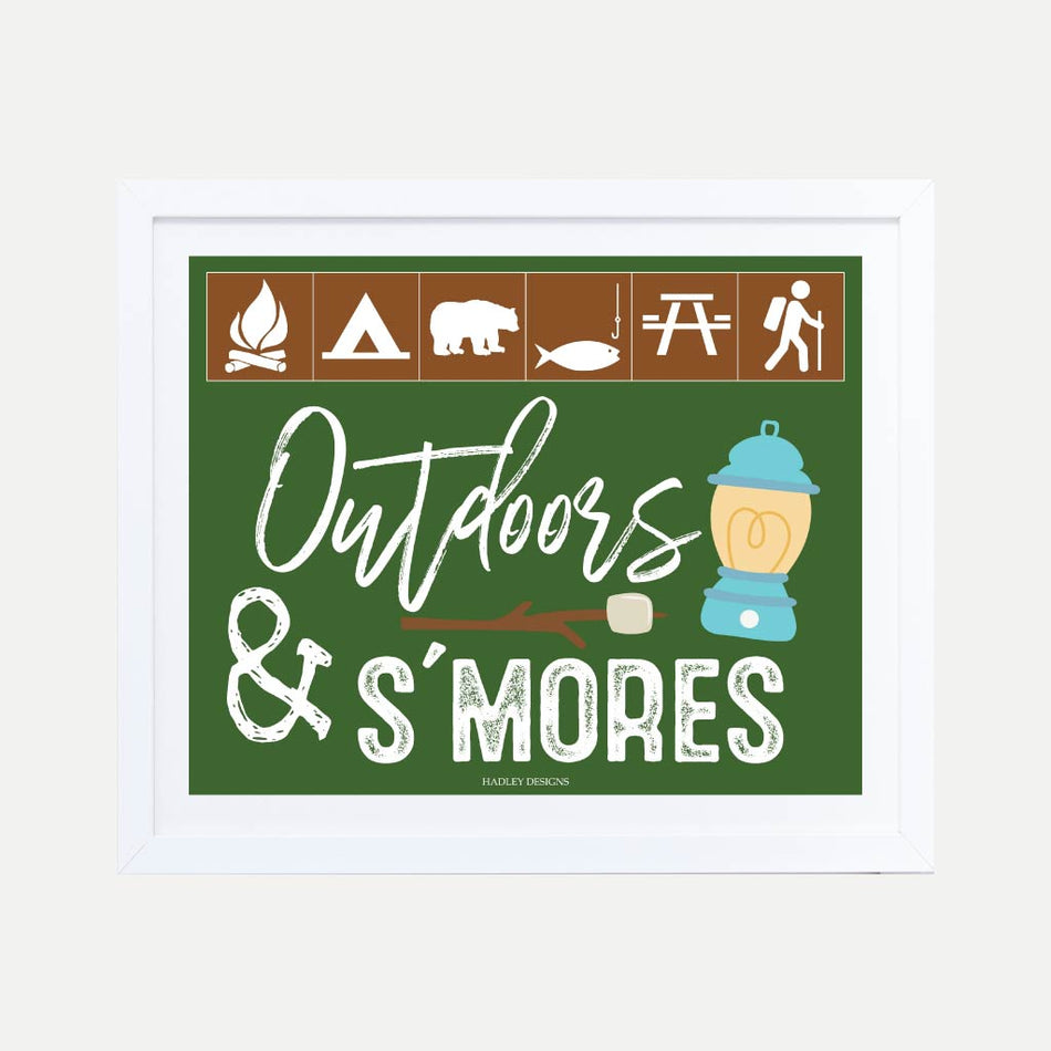 Outdoors & S'mores Sign Printable