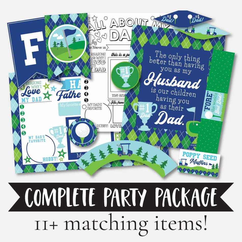 Fathers Day Birthday Golf Party Package Set