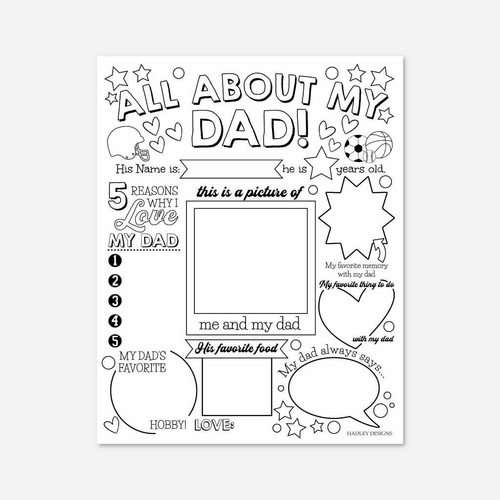 Printable Father's Day All About Dad Template | Hadley Designs - Printables for Free Printable All About Dad