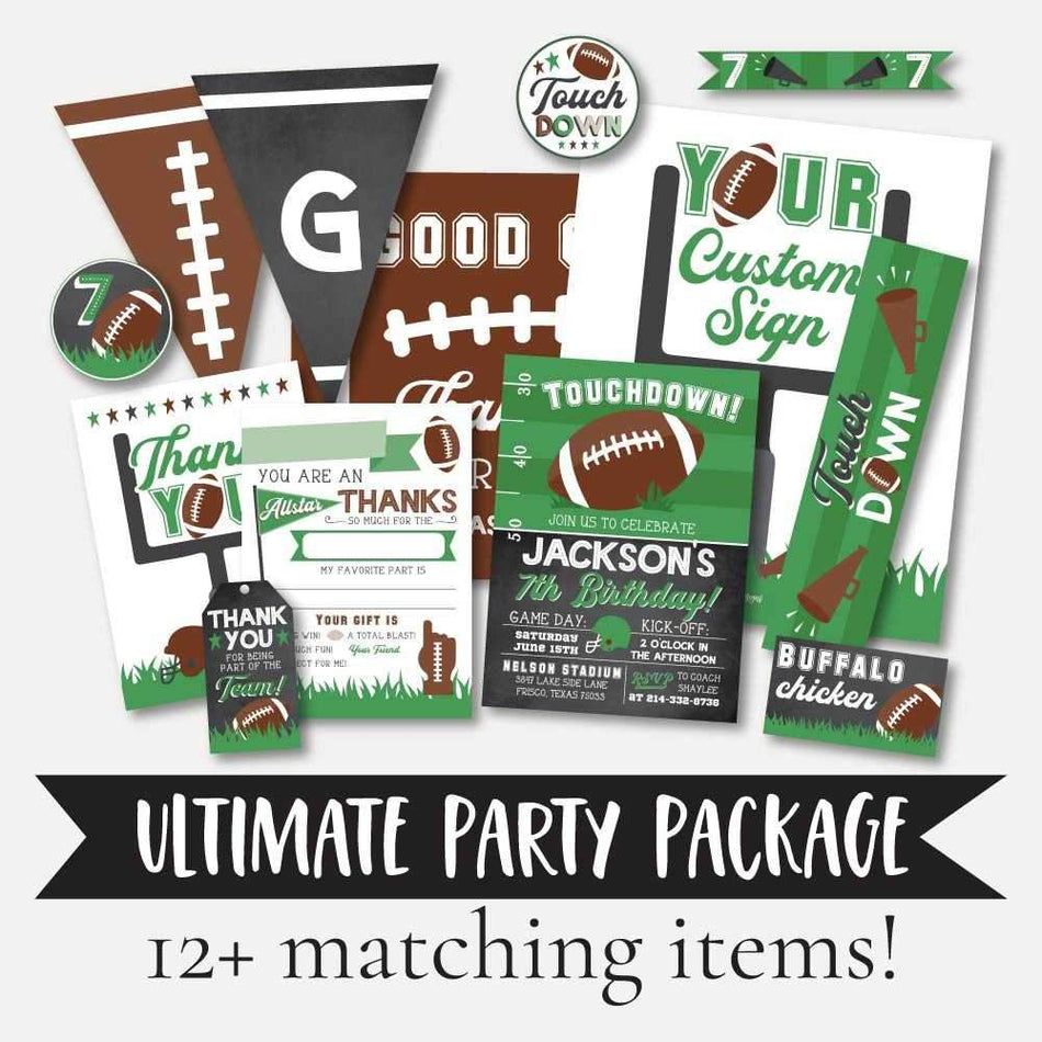 Field Football Kids Party Complete Package Set Printable Template