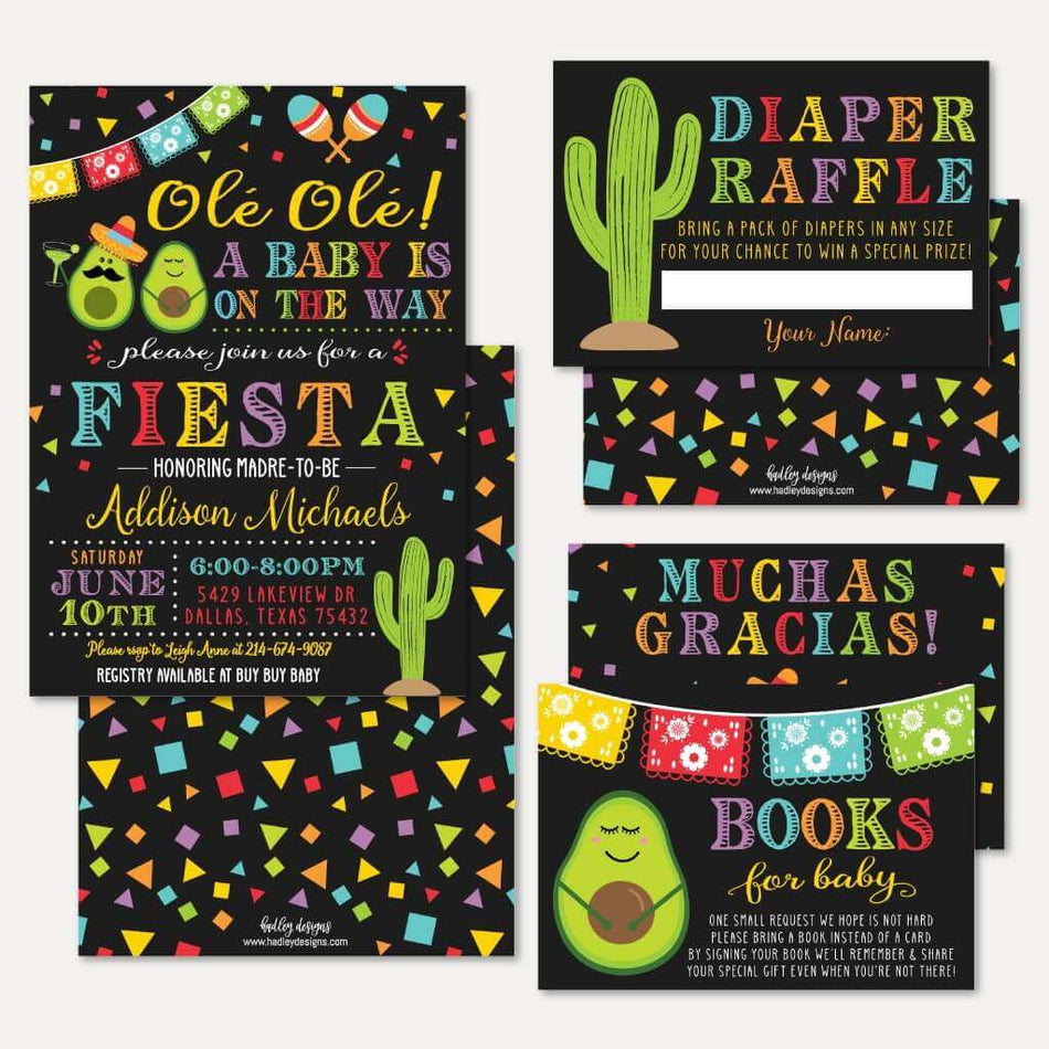 Fiesta Baby Shower Invitation Suite Printable Template