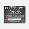 Banner Chalkboard First Day of Fourth Grade 2020-2021 Apple Elementary SIgn