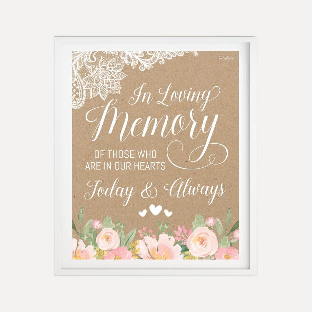 Printable Floral Kraft Lace Rustic Wedding In Loving Memory Sign ...