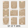 Floral Kraft Lace Rustic Wedding Sign Set Printable Template