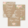 Floral Kraft Lace Rustic Wedding Sign Set Printable Template