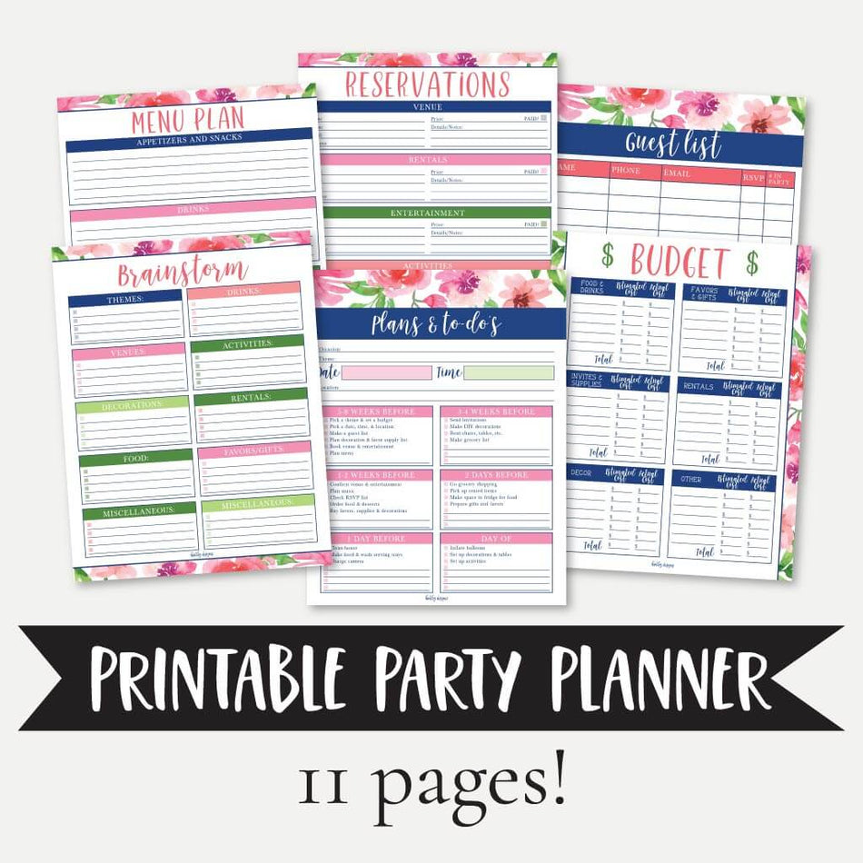 Floral Party Planning Checklist Planner Printable